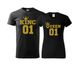 Párová trička s potiskem KING 01 - QUEEN 01