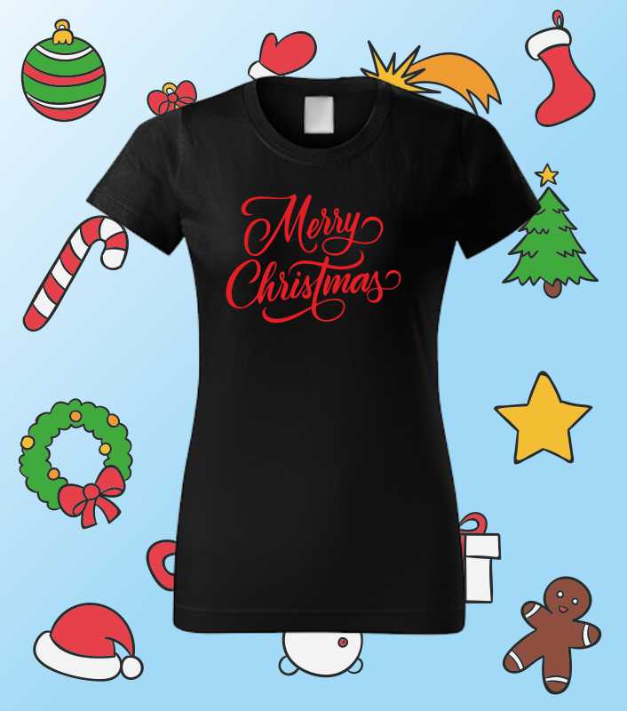 Vánoční dámské tričko s potiskem MERRY CHRISTMAS 2