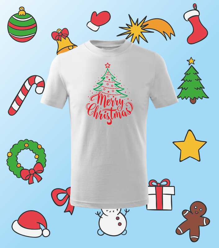 Vánoční dětské tričko s potiskem Merry Christmas