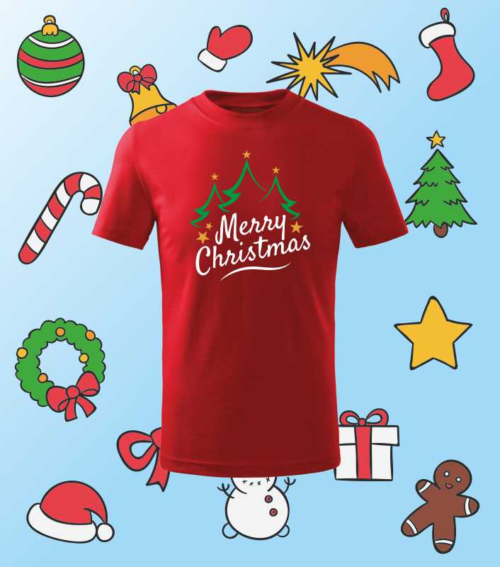 Vánoční dětské tričko s potiskem MERRY CHRISTMAS