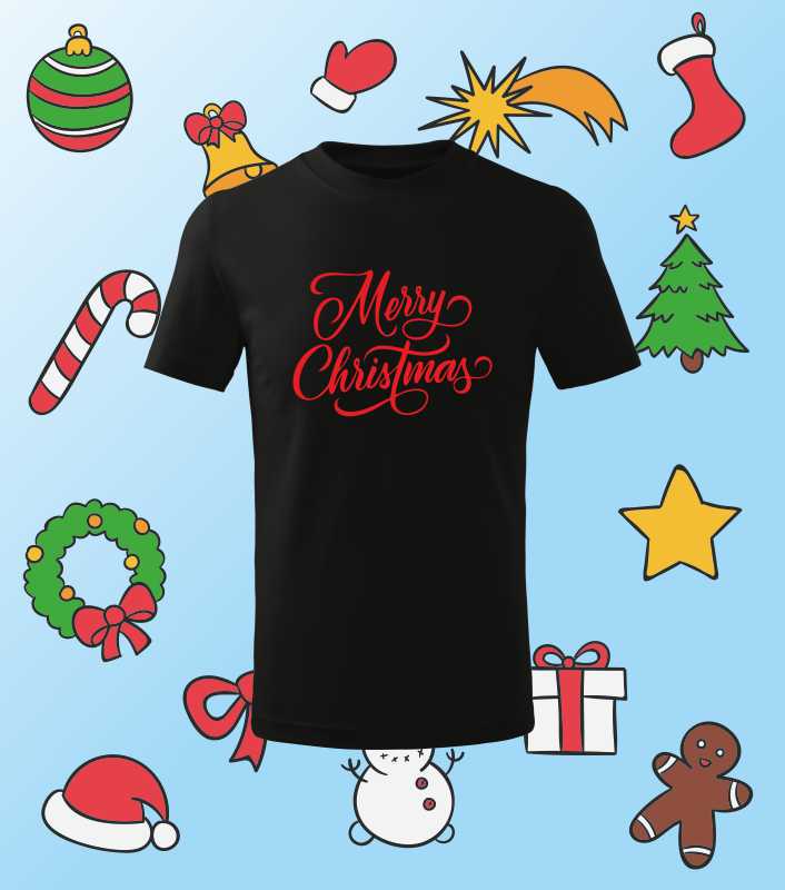Vánoční dětské tričko s potiskem MERRY CHRISTMAS 2
