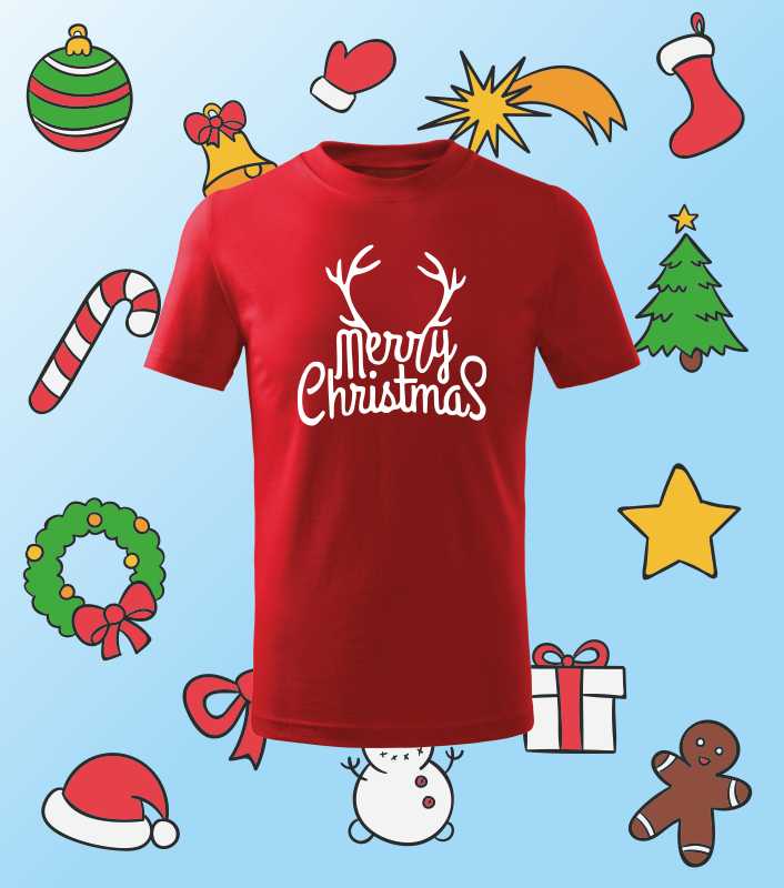 Vánoční dětské tričko s potiskem MERRY CHRISTMAS Sob