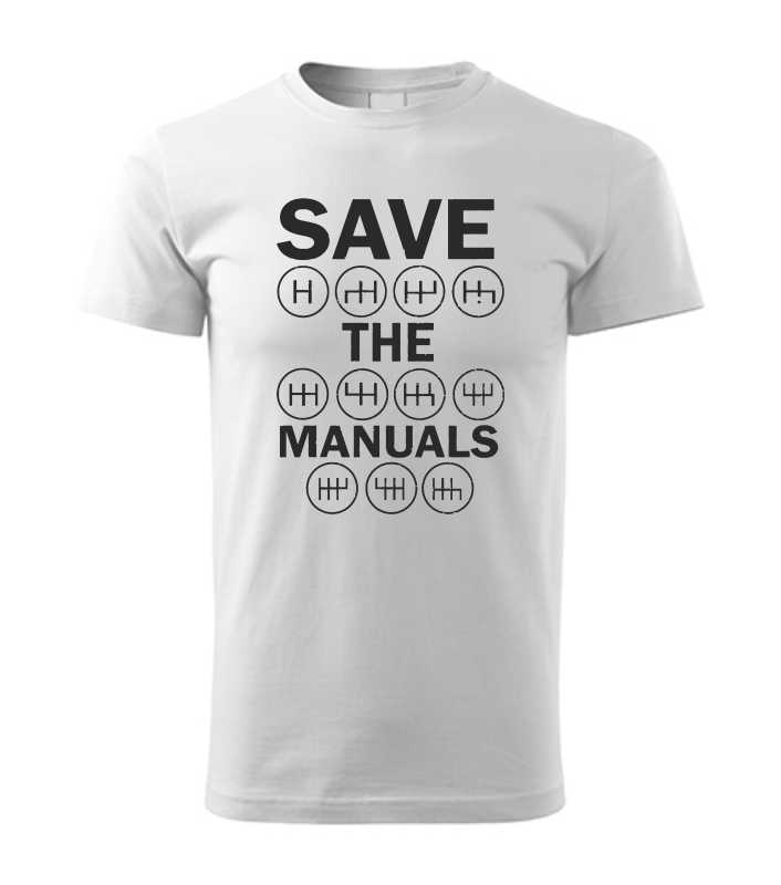 Autičkářské pánské tričko s potiskem SAVE THE MANUALS