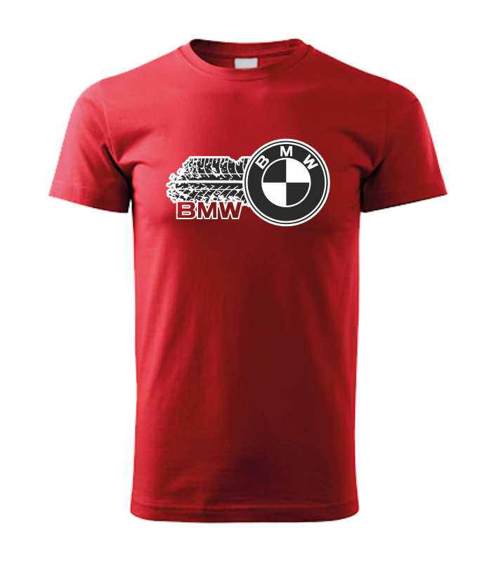 Autičkářské pánské tričko s potiskem BMW a otisk pneumatiky
