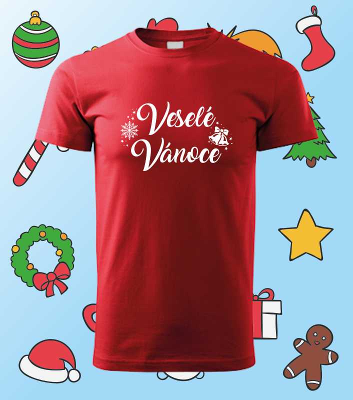 Vánoční pánské tričko s potiskem Veselé Vánoce