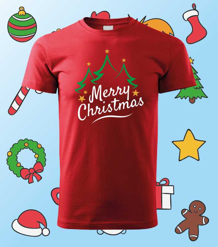 Vánoční pánské tričko s potiskem MERRY CHRISTMAS