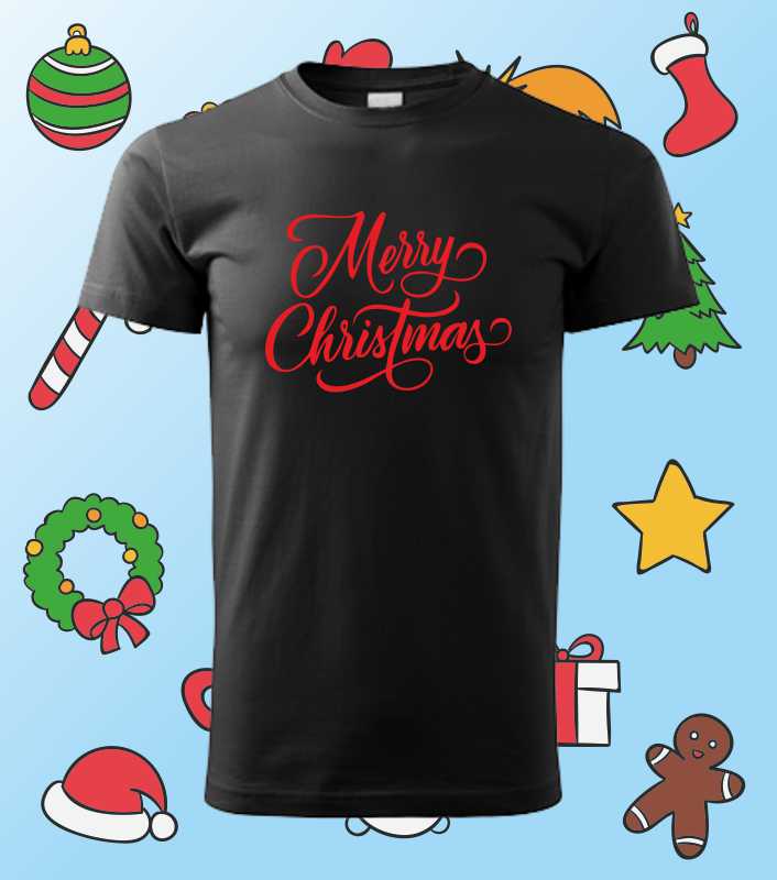 Vánoční pánské tričko s potiskem MERRY CHRISTMAS 2