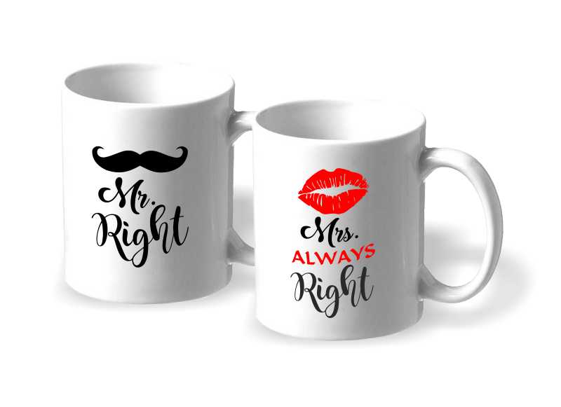 Párové hrníčky Mr. Right a Mrs. ALWAYS Right