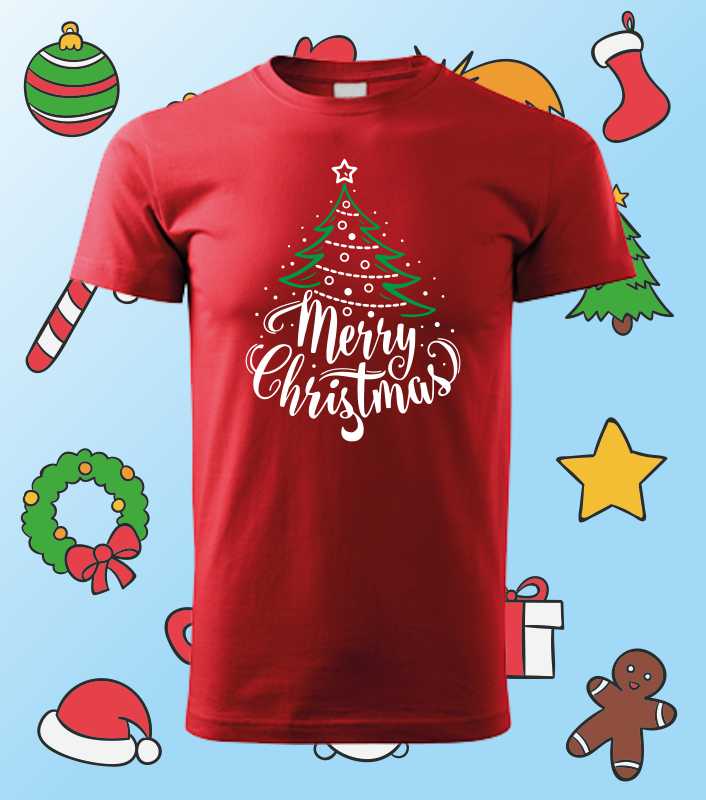 Vánoční pánské tričko s potiskem Merry Christmas