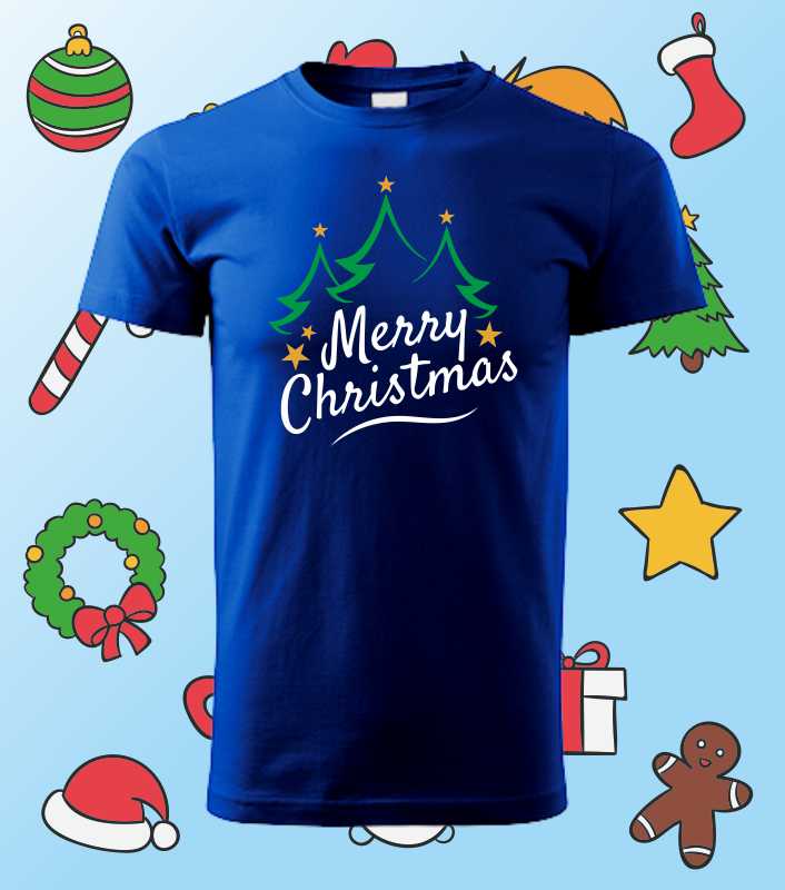 Vánoční pánské tričko s potiskem MERRY CHRISTMAS