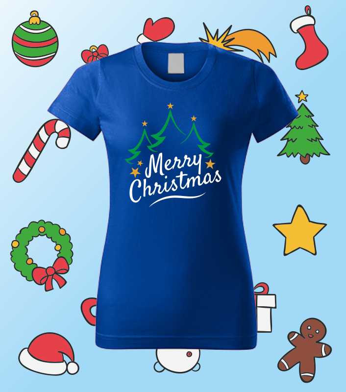Vánoční dámské tričko s potiskem MERRY CHRISTMAS