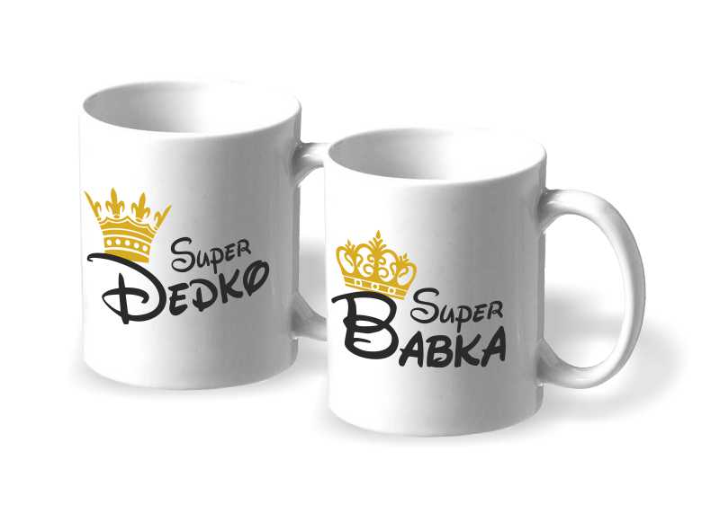 Párové hrníčky Super Babka a Super Dedko