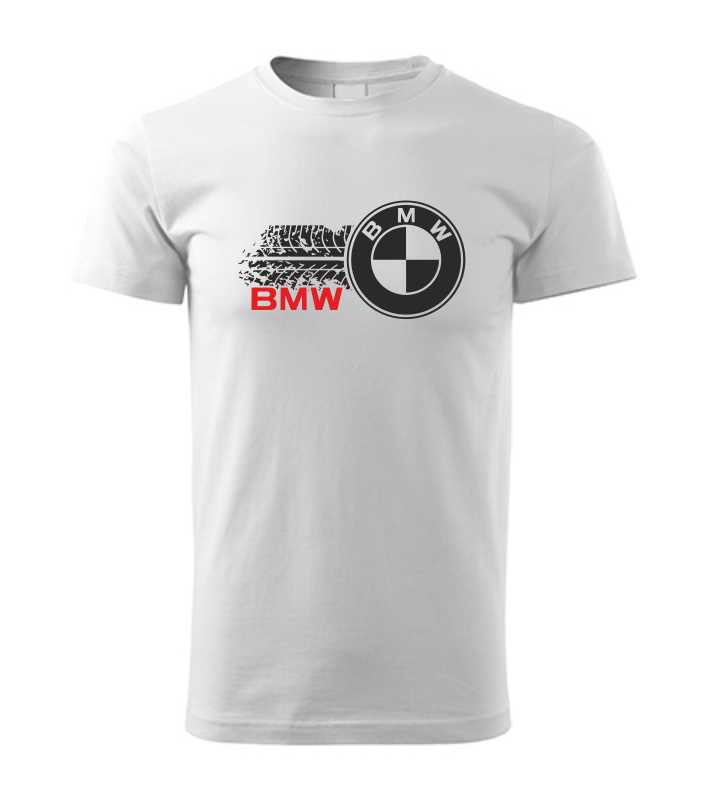 Autičkářské pánské tričko s potiskem BMW a otisk pneumatiky