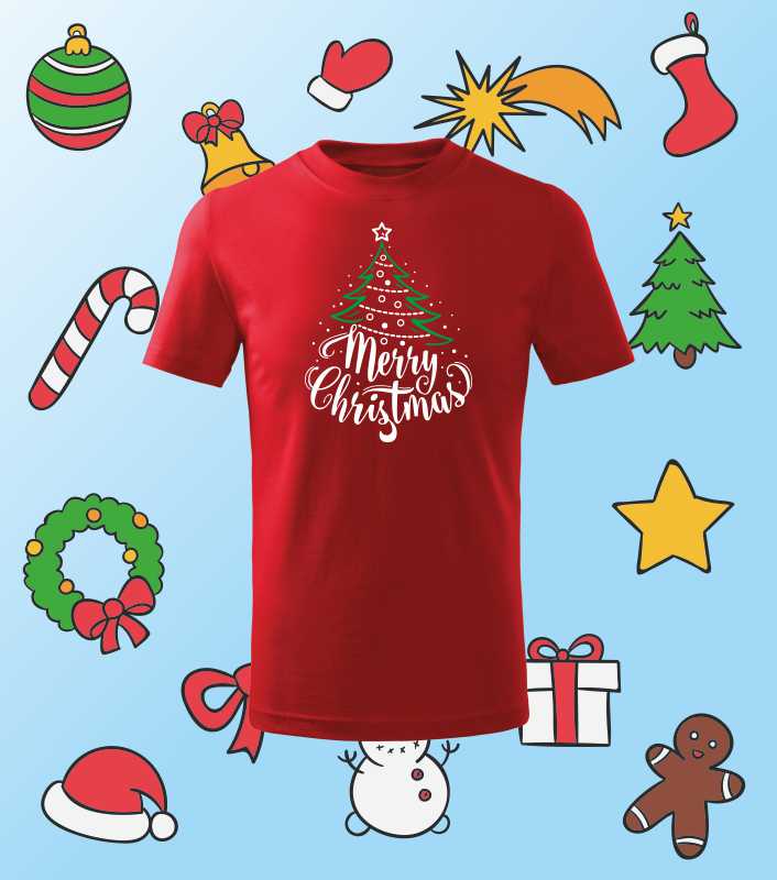 Vánoční dětské tričko s potiskem Merry Christmas