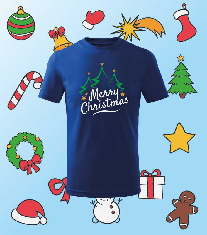 Vánoční dětské tričko s potiskem MERRY CHRISTMAS