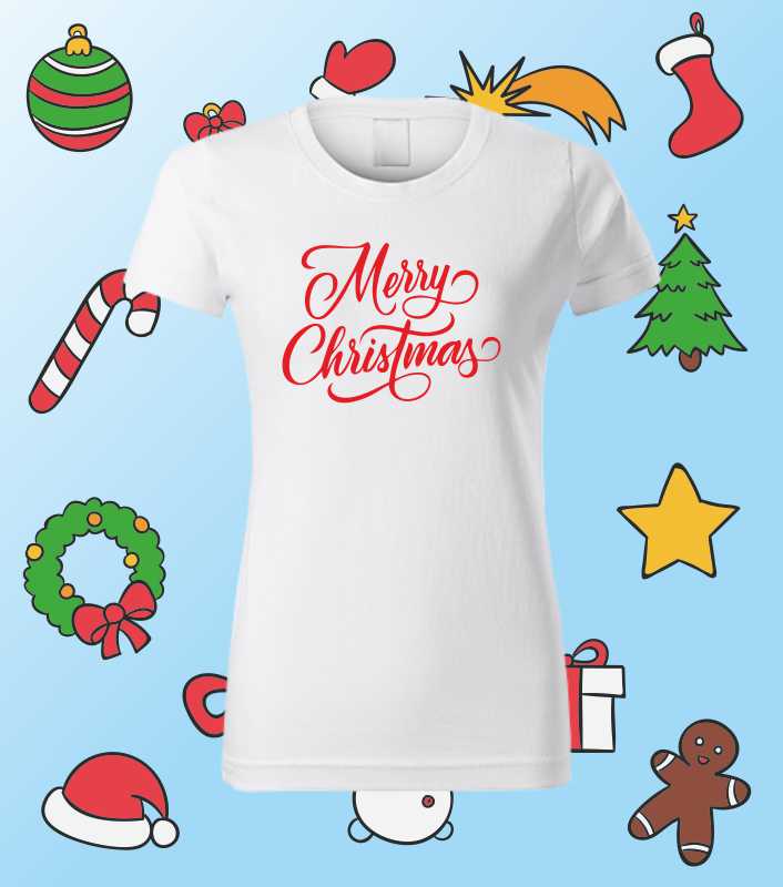Vánoční dámské tričko s potiskem MERRY CHRISTMAS 2
