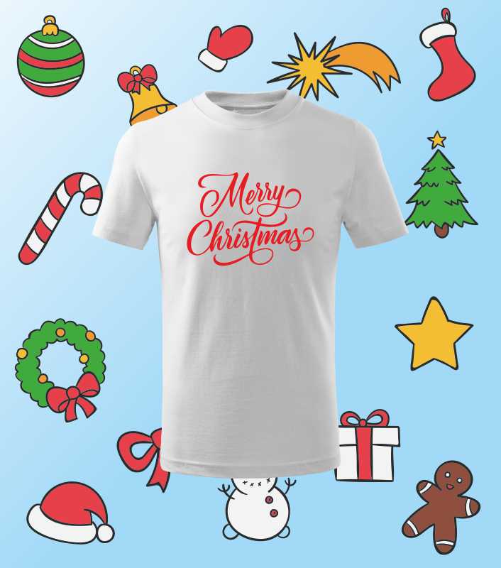 Vánoční dětské tričko s potiskem MERRY CHRISTMAS 2