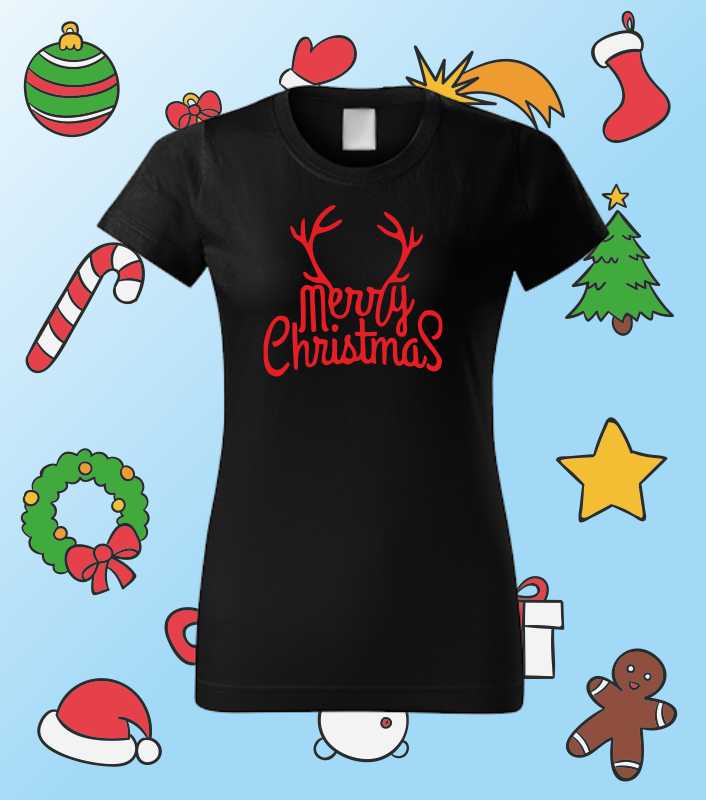 Vánoční dámské tričko s potiskem MERRY CHRISTMAS Sob
