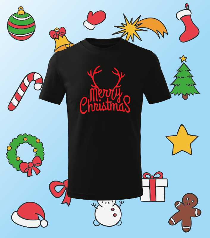Vánoční dětské tričko s potiskem MERRY CHRISTMAS Sob
